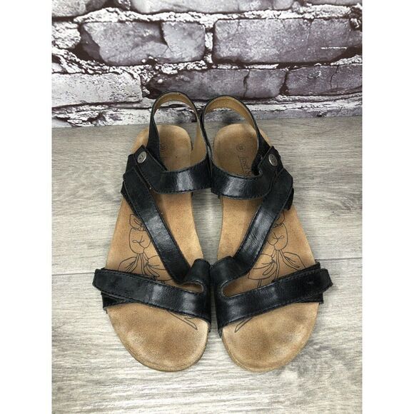 Josef Seibel Black Leather Cork Ankle Strap Wedge Sandals Women Sz 39EU/8.5M US - Picture 16 of 16